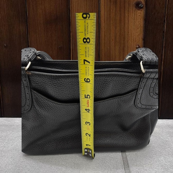 Vintage Covington Black Leather Shoulder Bag Scallop Front Pocket - Picture 12 of 15